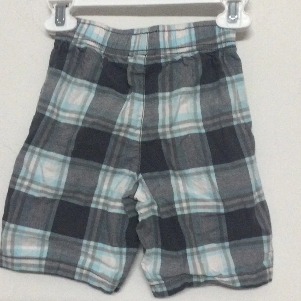 🌞 Carter’s plaid preppy dressy shorts for toddler boy turquoise & white boy 4T